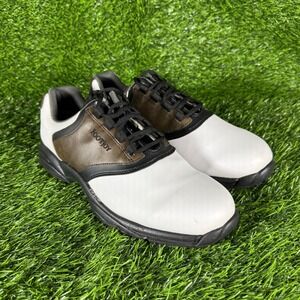 FootJoy Dryjoys Flexzone Golf Shoes Men's White Brown Color Block Size 10.5